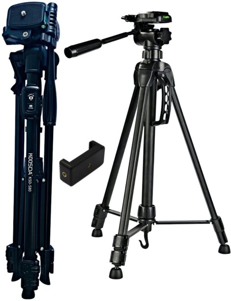 KOOSDA Long Tripod Stand With Remote, Phone Clip, Tripod for Cameras -145cm Tripod Kit
