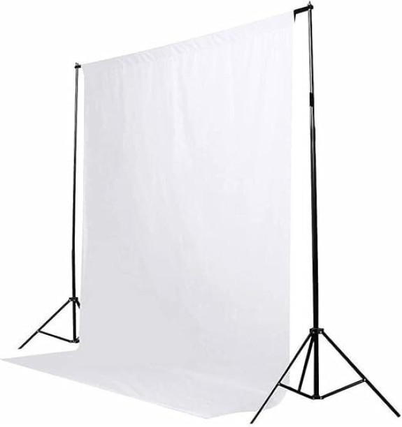 PressPlay Tech Premium White Muslin Backdrop Cloth with 3x3m Backdrop Stand for Studio Photography Tripod Kit