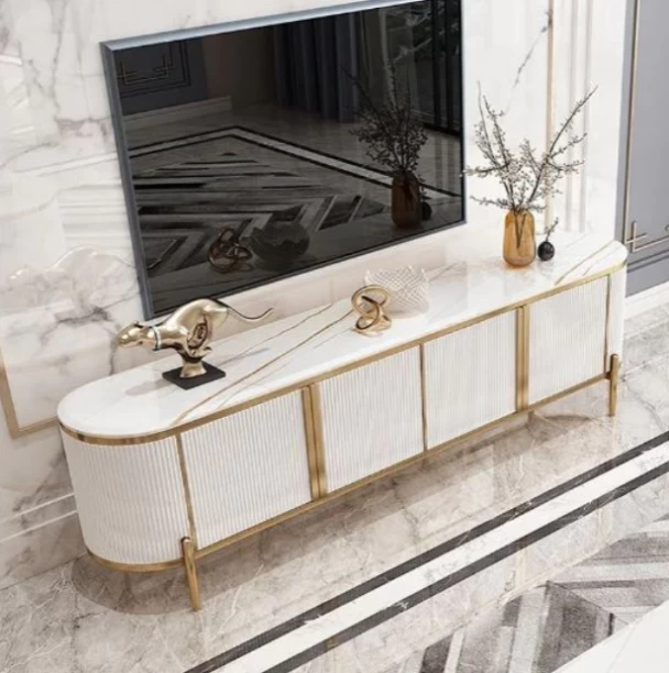 FUR HOME Carousel TV Stand TV Entertainment Unit Engineered Wood TV Entertainment Unit