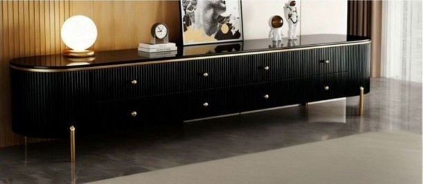 LUXY Luna Noir TV Stand Engineered Wood TV Entertainment Unit