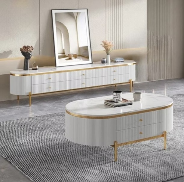 Premium Coffee Table With Solid Wood TV Entertainment Unit