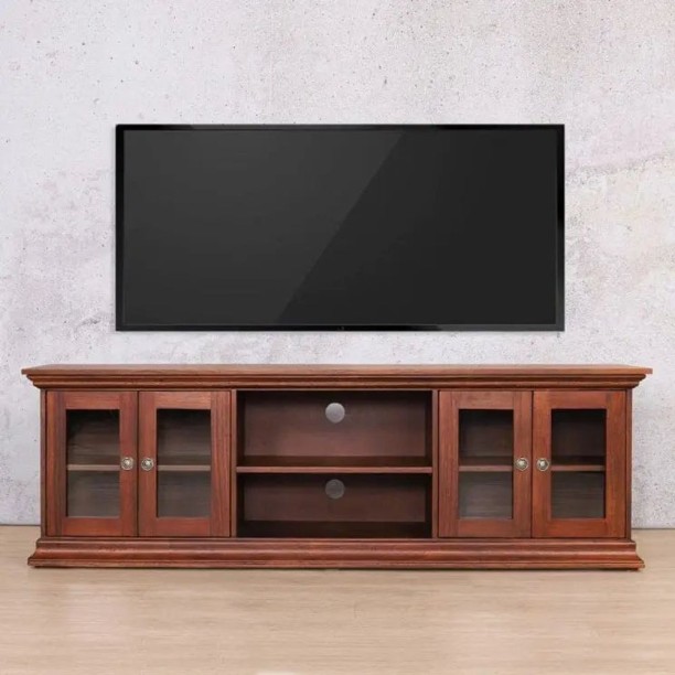 Saligna Walnut 1900 4 Door Solid Wood TV Entertainment Unit