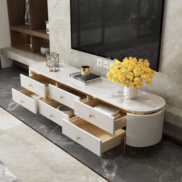 JT SUPPLY Marble tv stand Engineered Wood TV Entertainment Unit