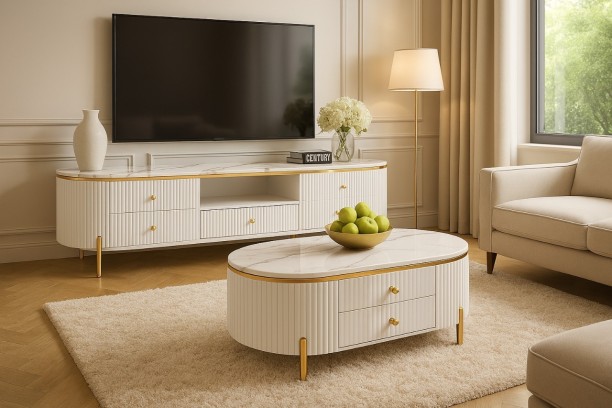 jk supply Luxury lifestyle ( tv stand + coffee table ) Engineered Wood TV Entertainment Unit