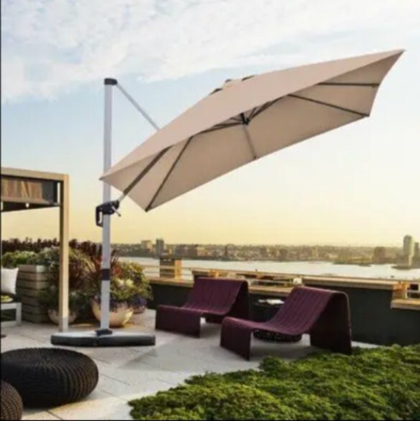 UNIQUE 15 kg Capacity Aluminium Roma Home Cantilever Aluminium Umbrella with 360 degree rotation Umbrella Base Rectangular