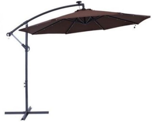 SE 15 kg Capacity Steel Large Cantilever Outdoor Umbrella with Cross Base - UV-Resistant Patio Parasol for Garden, Poolside & Deck (Brown) Umbrella Base Round