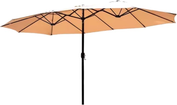 SE 22 kg Capacity Iron 3-Roof Patio Umbrella with Base – Large 265 × 455 cm Outdoor Iron Frame Sunshade Parasol – Beige Umbrella Base Hexagonal