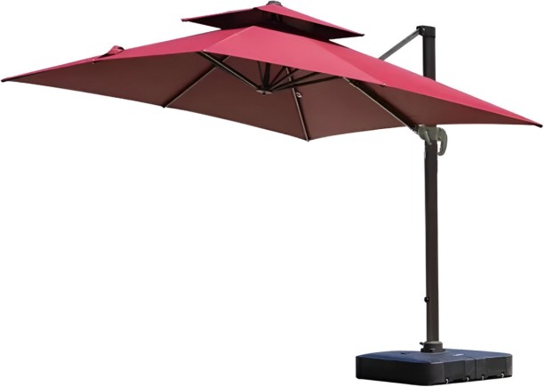 WORLD FIURNITURE 15 kg Capacity Aluminium 3.3m 360-degree Double Layer Waterproof Patio Umbrella Cover with Base Umbrella Base Rectangular