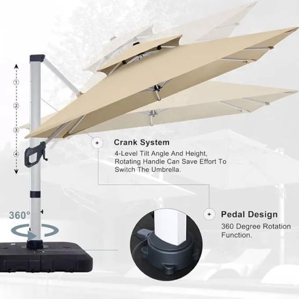 KC FURN 35 kg Capacity Steel Cantilever Umbrella Umbrella Base Octagonal