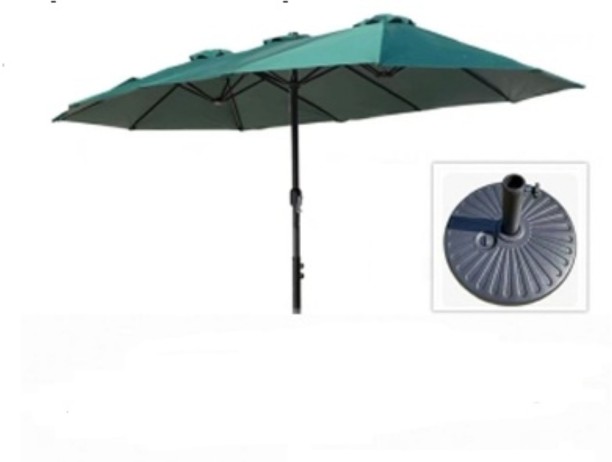 LUXY Wide-Shade Patio Umbrella with Weighted Base – Forest Green Umbrella