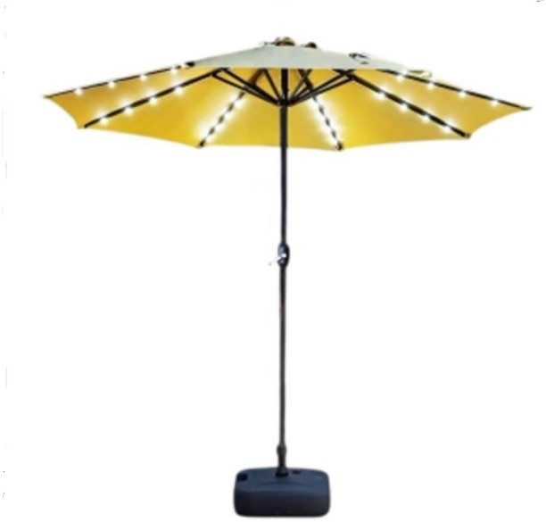LUXY Illuminated Patio Umbrella – Solar-Enhanced Yellow Canopy Umbrella