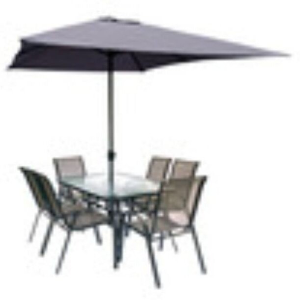 Outdoor 8 Piece Table and Chair Set with Umbrella Umbrella