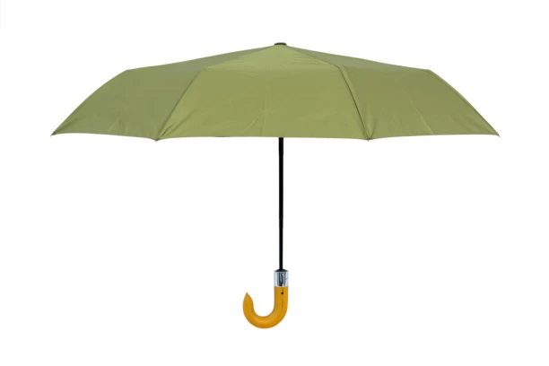 The Umbrella Man 21" Wooden Hooked Handle Fold-Up Umbrella
