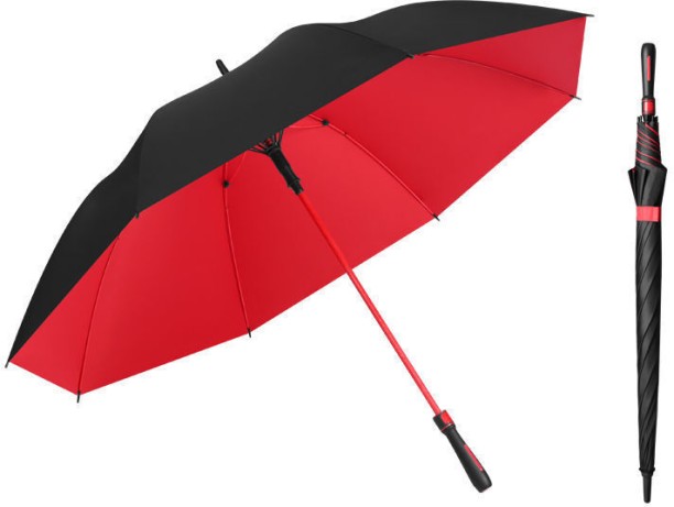 TGT- Umbrella with Vented Design, Waterproof Fabric, Ergonomic Handle – Black and Red Umbrella