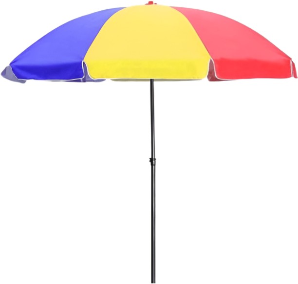 Generic Height Adjustable Beach Umbrella – Striped UV Sunshade Umbrella
