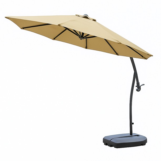 Generic 2.7m x 2.6m Outdoor Side Sun Patio Umbrella with base Umbrella