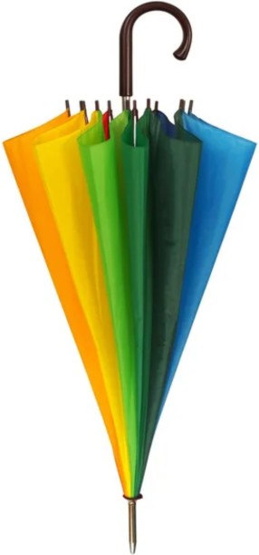 Generic Wooden Crook Handle Rainbow Umbrella Umbrella