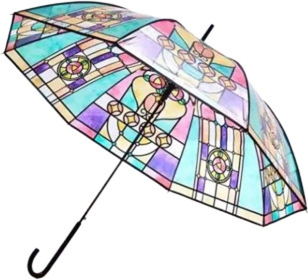 generic Retro Palace Style Stained Glass Long Handle Automatic straight INS auto open Transparent Umbrella Umbrella
