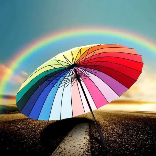 Perfect Dealz Long Handle Rainbow Umbrella