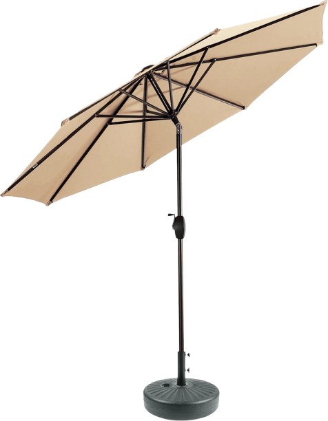 Generic 2.7m Umbrella with Base – Beige, Garden, Patio Umbrella