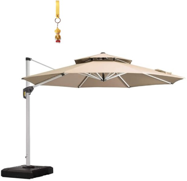 SE Outdoor Round Large Cantilever Patio Umbrella – Heavy Duty Sunshade with Base Umbrella