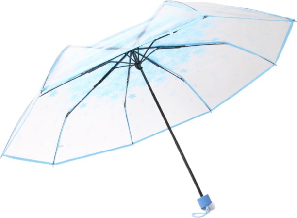 KenJo Transparent Cherry Blossom Folding Umbrella - Blue Umbrella