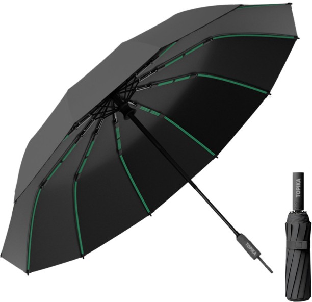 Topika Windproof Travel Umbrella (Black), Lightweight &Automatic Folding Umbrella
