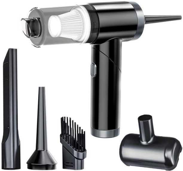 Blue Carbon Portable Car Vacuum Cleaner Air Duster Blower 2 in1 with Multi-Nozzles Car Vacuum Cleaner