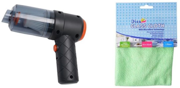 Shopcom Mini Portable Home And Car Vacuum Cleaner Plus Glass Cleaning Cloth Cordless Vacuum Cleaner