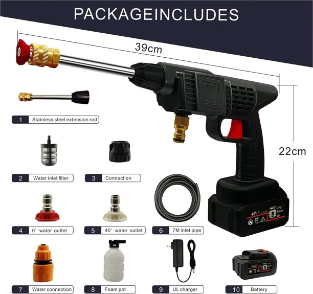 LM Cordless Automatic Water Spray Mini Car Washing Gun Car Vacuum Cleaner