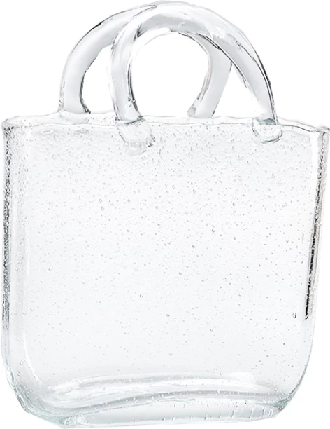 Cart In Mart Clear Handbag Shaped Glass Vase Glass Vase