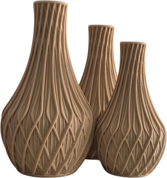 MFU DECOR Textured Latte Vase Set (3-Piece) Polyresin Vase