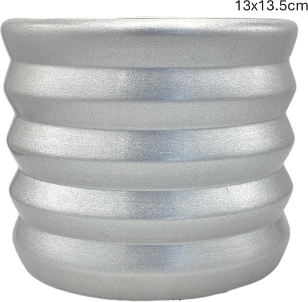 Africa Ceramics Vase AC 13x13.5cm Solid Planter Small - Silver Ceramic Vase