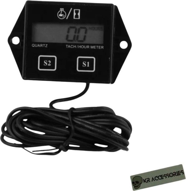 KR Accessories KR Hour Meter Gauge with Digital LCD Display 12 Ah Battery for All Vehicles