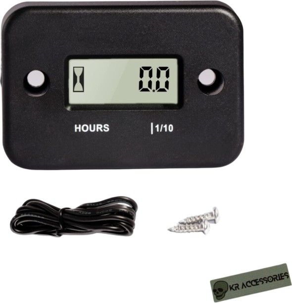 KR Accessories Motorcycle Hour Meter - (Black) 12 Ah Battery for All Vehicles