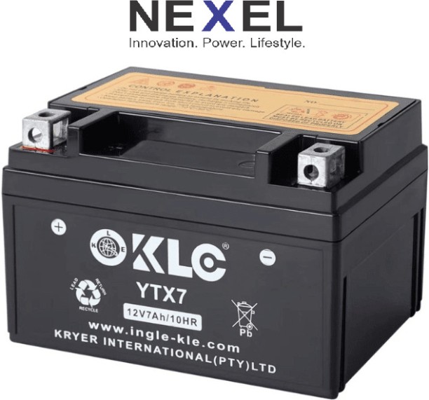 KLE YTX7 12V 7Ah/10HR Motorcycle Battery – Maintenance-Free AGM Technology 7 Ah Battery for Bike