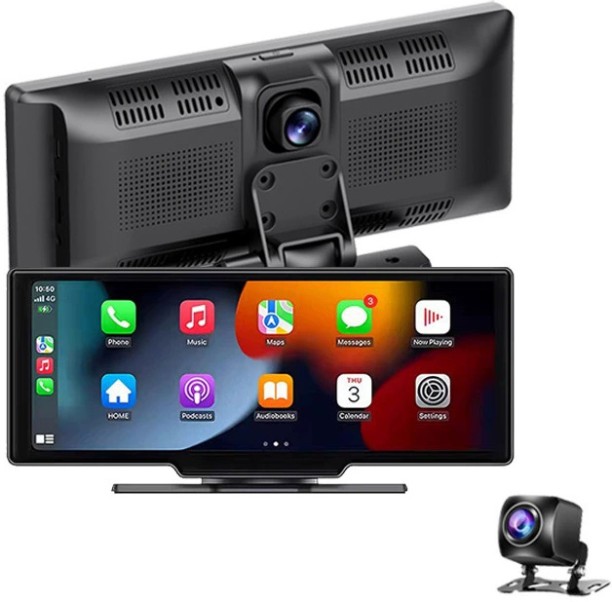 Happyfun 2K Dashcam screen Wireless CarPlay & Android Auto Rearview Camera Dual Lens DVR WiFi GPS Navigation Video Recorder Vehicle Camera System