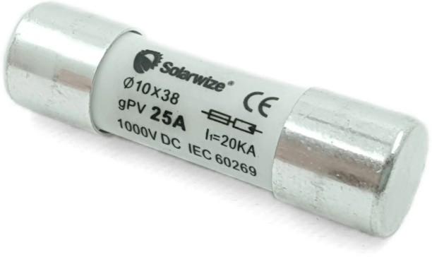Solarwize Solar Power PV Fuse 25 Amp 1000V DC 38x10mm Hardwire Kit