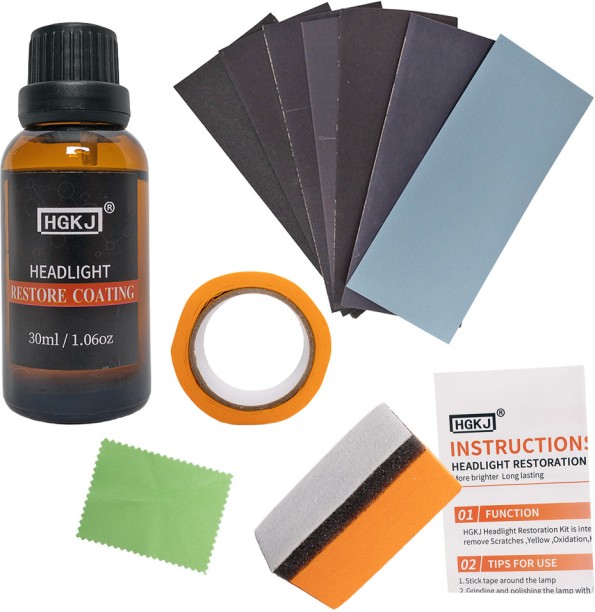 HGKJ Pro Series Headlight Renew Coating Kit – Complete Restoration System Liquid Vehicle Glass Cleaner