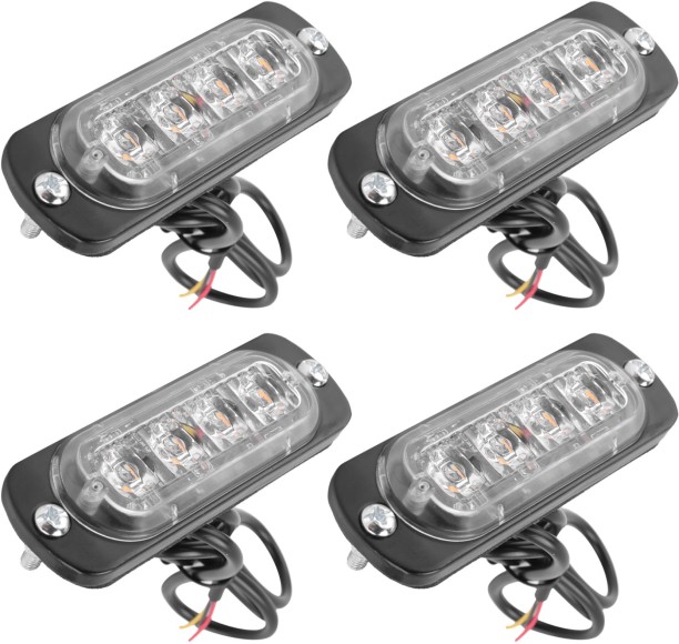 Gocutte 4 Led Amber Recovery Strobe Lights 12V 24V Orange Grill Breakdown Flashing Side Marker car LED for truck (24 V, 12 W)