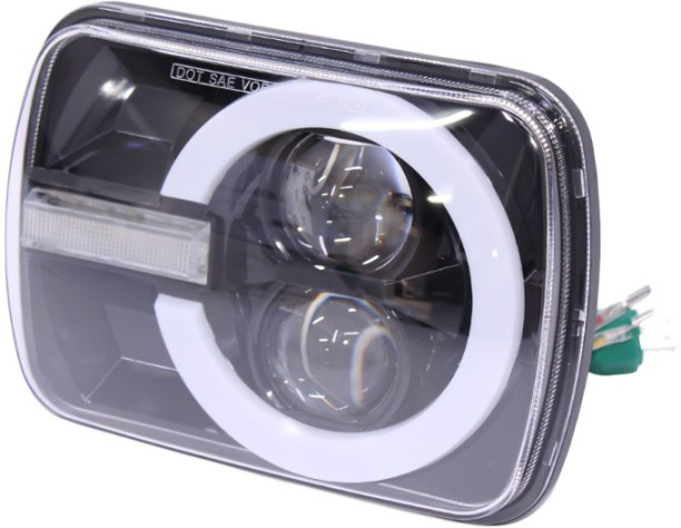 Autostyle 4 Mode LED Headlight with DRL Circle Design – 20x14cm (pair) Headlight Car, Bike, SUV, ATV LED for Various (24 V, 120 W)