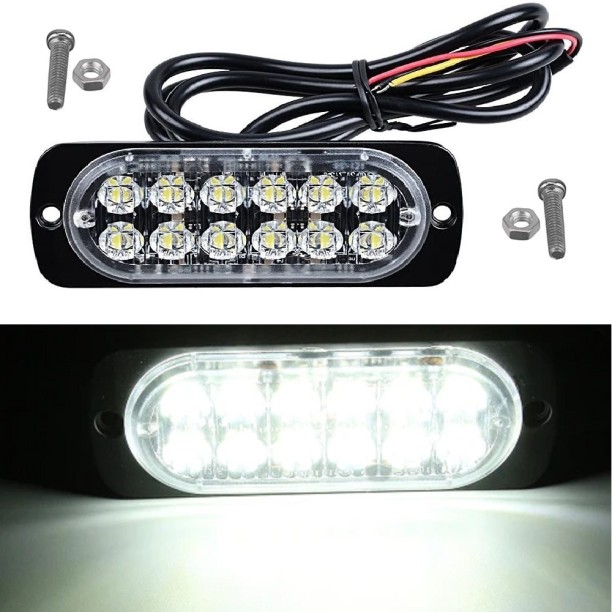 Royal Emperor Cool White Strobe Flash Cluster 12LED Side Marker Grille Bumper Light Side Marker, Back Up Lamp, Fog Lamp All Types 12V or 24V LED for All Types 12V or 24V (12.24 V, 12 W)