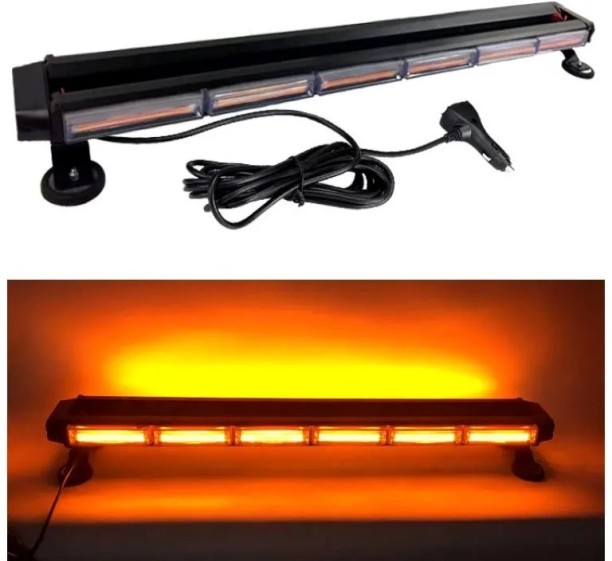 Royal Emperor Premium COB LED Amber Orange Yellow Double Side 12VDC Vehicle Strobe Flash Light Bar, Magnetic Mount Base. Back Up Lamp, Fog Lamp, Headlight, Parking Light All Types 12VDC LED for All Types 12VDC (12 V, 280 W)
