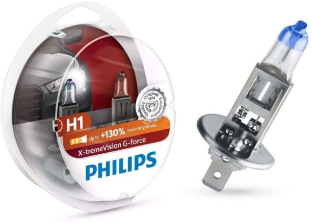 Philips H1 XtremeVision G-FORCE 12258XVGS2 Back Up Lamp, Brake Light, Indicator Light, License Plate Light, Parking Light, Reversing Light, Side Marker, Tail Light Car, Motorbike, Truck Halogen for TOYOTA, FORD, ISUZU, SUZUKI, VW, OPEL, MAHINDRA, RENAULT, NISSAN, BMW, MERCEDES, audi (12 V, 55 W)