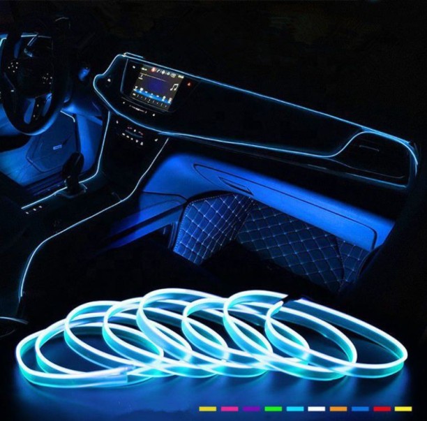 PressPlay Tech AB-Q629 Ice Blue Color 12V 3Mtrs Roll Cold Light Car Socket Strip Neon lamp Mood Creator Decor Interior Lighting Interior Light Any LED (12 V, 12 W)