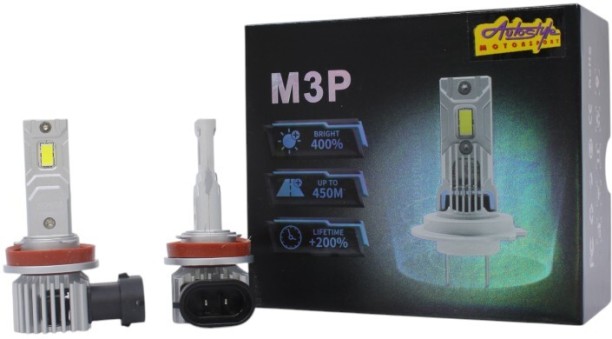 AutoStyle M3P H11 LED Headlight Bulb – 6000K, 400% Brighter, IP67, Cooling Fan System Headlight ‎ LED for ‎ (12 V, 60 W)