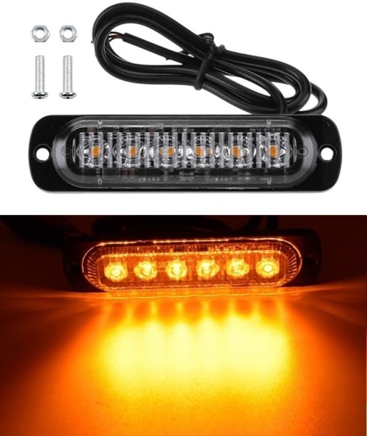 Royal Emperor Amber Orange Yellow Strobe Flash Cluster 6LED Side Marker Grille Bumper Light Side Marker, Back Up Lamp, Fog Lamp All Types 12V or 24V LED for All Types 12V or 24V (12.24 V, 6 W)