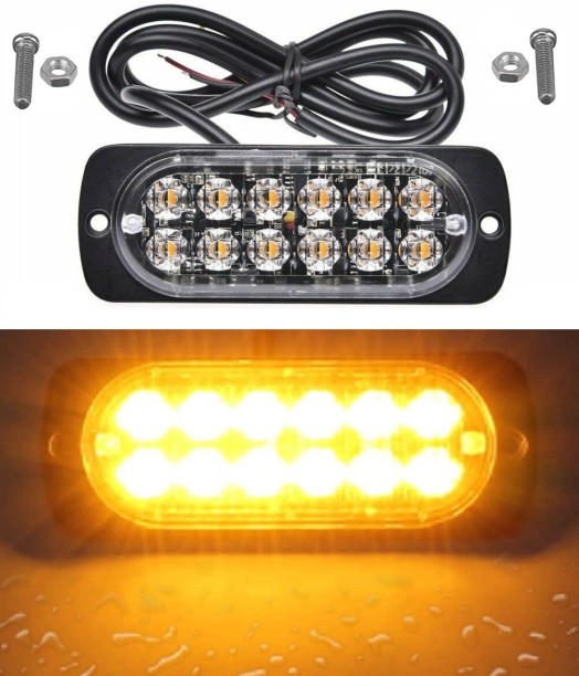 Royal Emperor Amber Orange Yellow Strobe Flash Cluster 12LED Side Marker Grille Bumper Light Side Marker, Back Up Lamp, Fog Lamp All Types 12V or 24V LED for All Types 12V or 24V (12.24 V, 12 W)