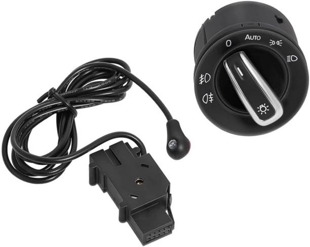 Flycross Generic Auto Headlight Sensor Chrome Switch Headlight 5ND 941 431 B, Fits for Golf MK5 / Golf MK6 / Tiguan/Jetta MK5 HID for 5ND 941 431 B, Fits for Golf MK5 / Golf MK6 / Tiguan/Jetta MK5 (12 V, 0 W)