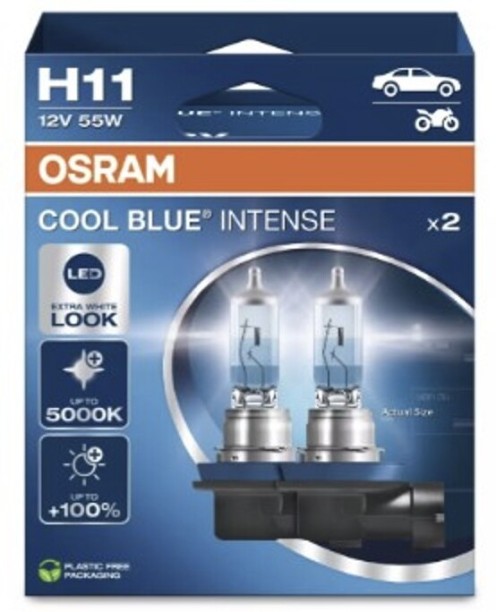 Osram Cool Blue Intense H11 Headlight Bulb Halogen for Halogen Headlights (12 V, 55 W)